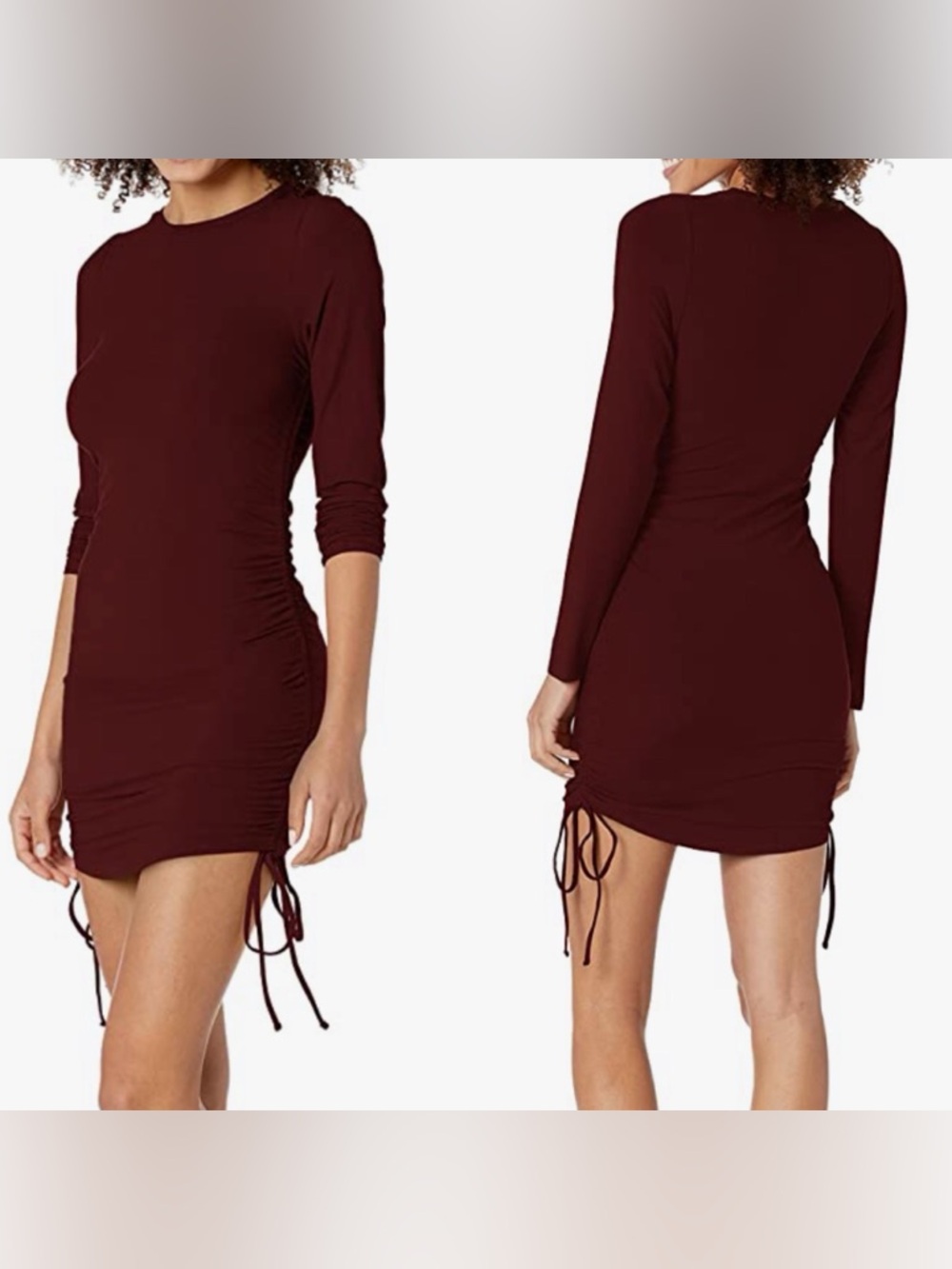 NWT $90 BB DAKOTA Ruched Ribbed Bodycon Dress Sz M Burgundy